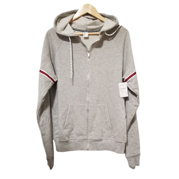 Mens Gray Hoodie Zip Front Hooded Sweatshirt New - Picture 4 of 11